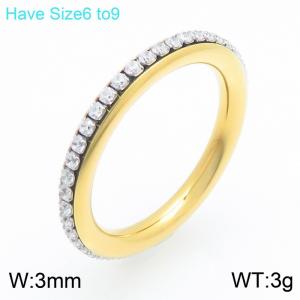 Stainless Steel Stone&Crystal Ring - KR114766 -GC